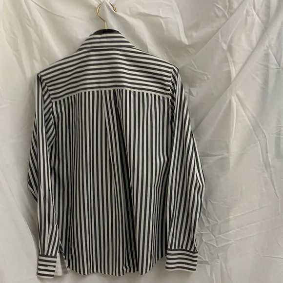 Up-scaled Gray and White Striped Cotton Button-down Shirt - Picture 2 of 5